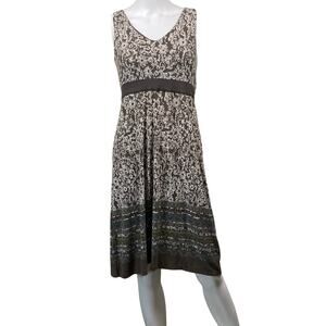 Athleta V-Neck Midi Shift Dress Womens Size M Green Floral Tie Y2K Sleeveless